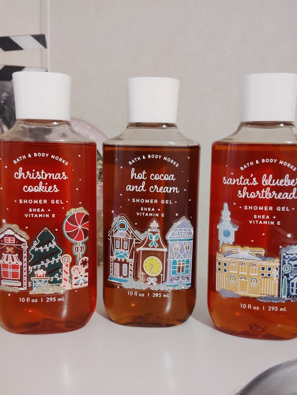 RARE BBW Shower Gel Set Hot Cocoa & Cream Christmas Cookies Blueberry Shortbread